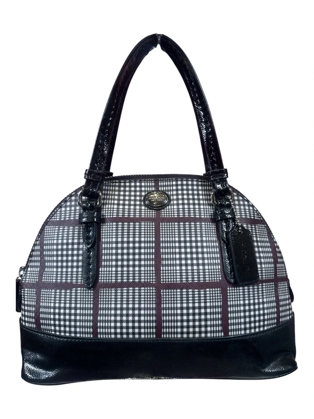 Coach Peyton Cora Domed Glen Plaid Crossbody Bag Like New